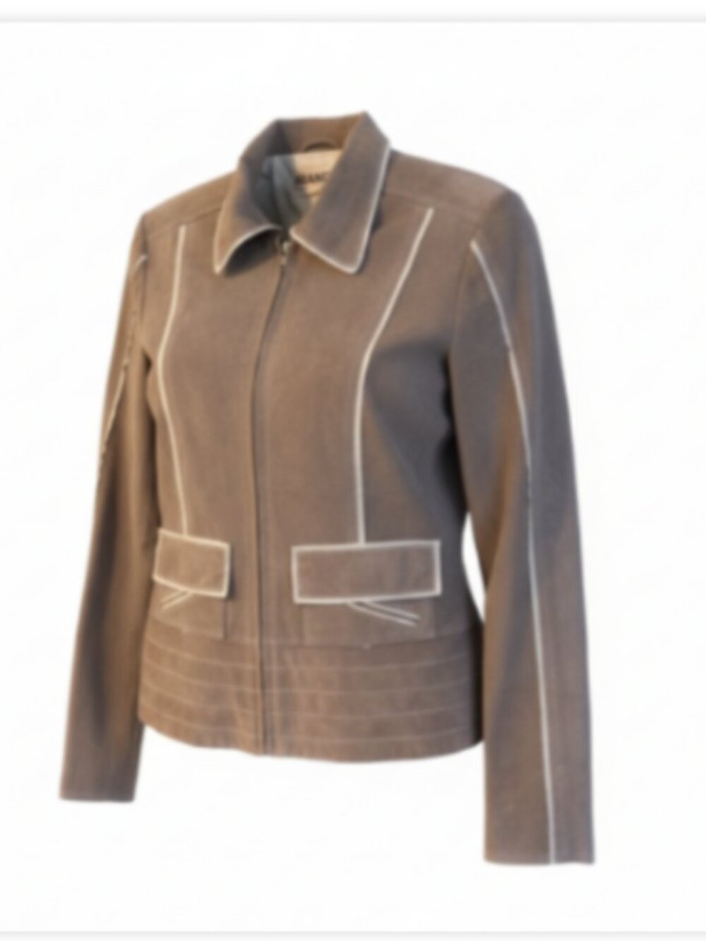 Abandon Women’s Suede Jacket Size Small Gray Zip Up Pockets Fully Lined NEW